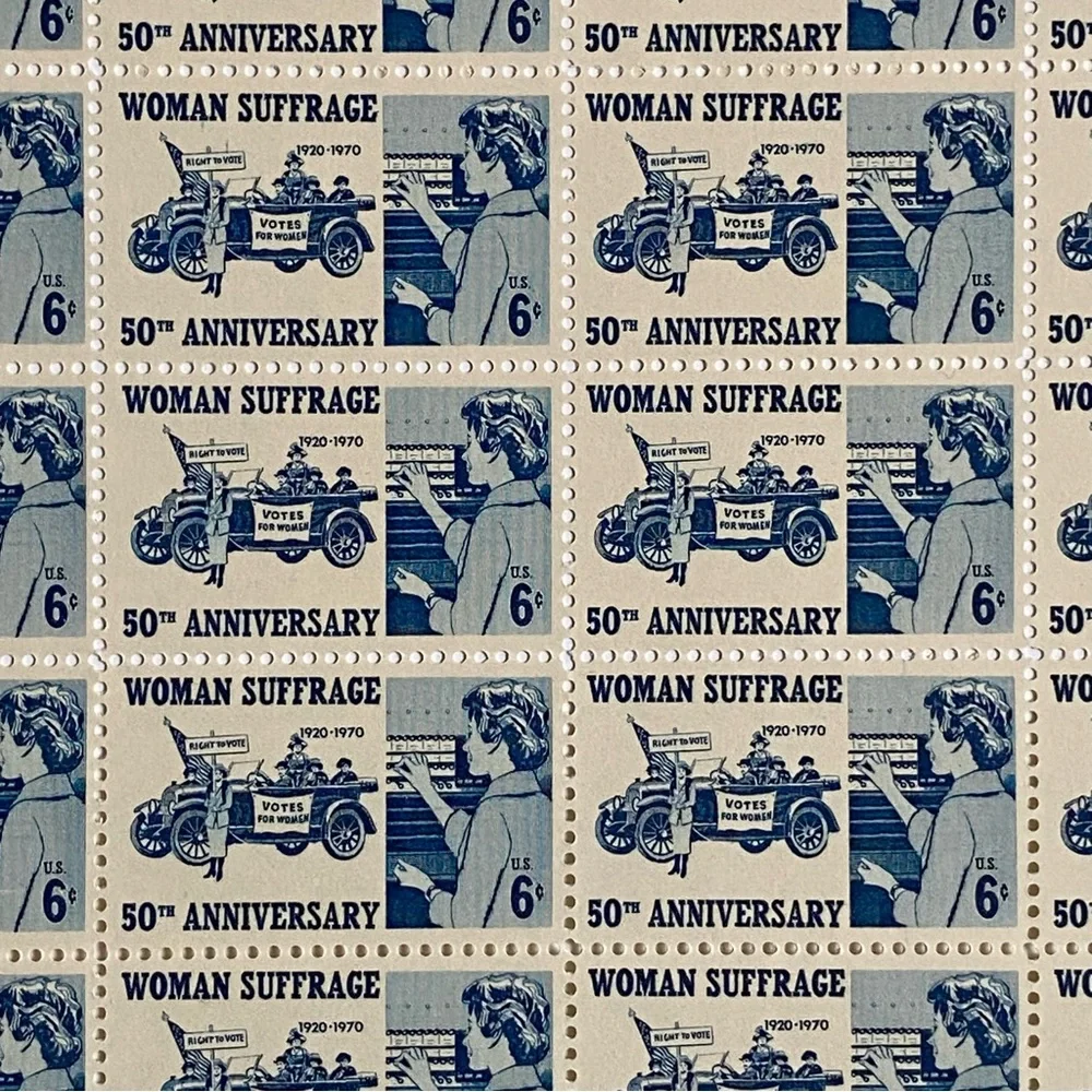 Woman Suffrage Sheet of 50 1970 6 Cent Stamps Scott #1406 MNH Blue White Vote